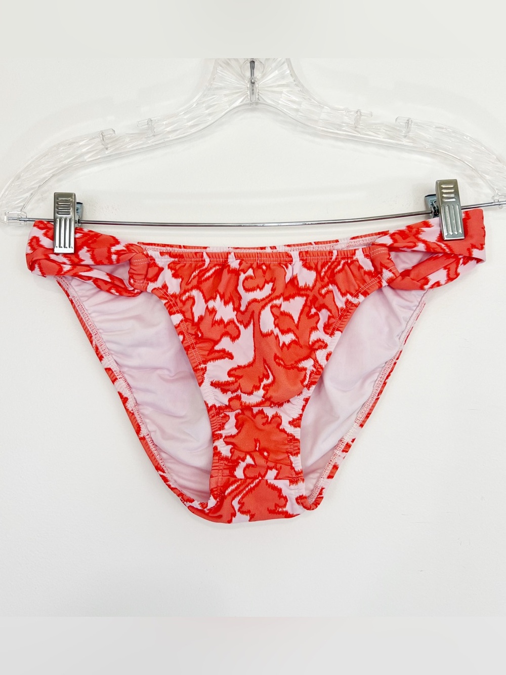 Shoshanna Coral Reef Orange Melon White Loop Tab Bikini Bottom Size Large